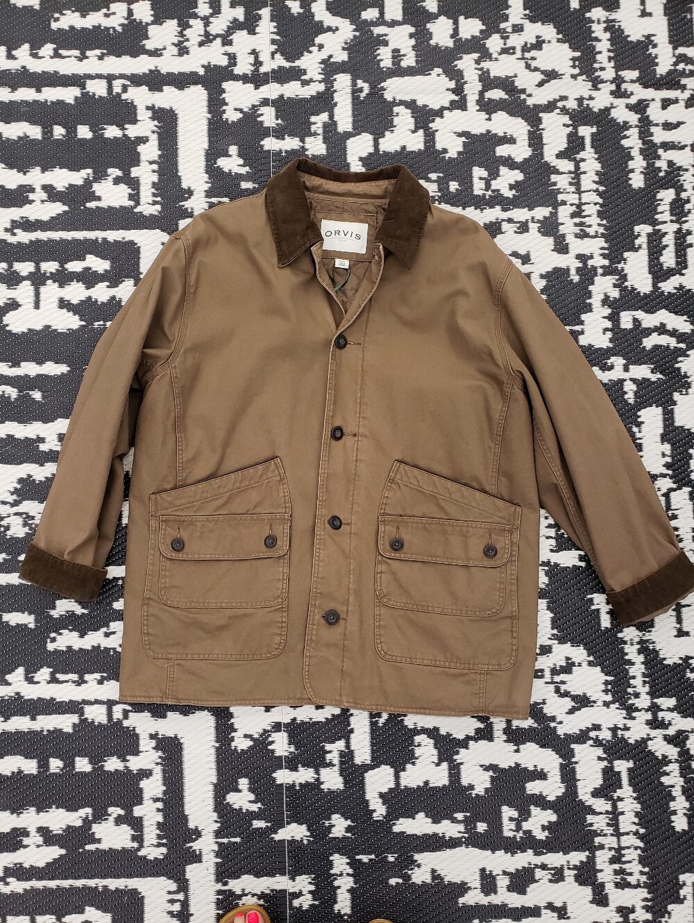 Orvis Barn Work Coat Corduroy Collar Cuff